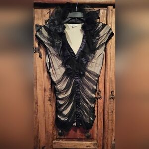 Boston Proper Brand, Black Tulle with nude fabric top.